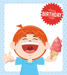 happy birthday celebration party smiling boy with ice cream