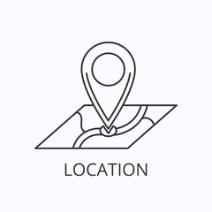 Location thin line icon and concept. Vector outline illustration