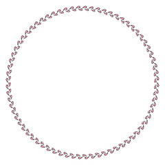 Round frame of pink hearts. Isolated frame on white background for your design.