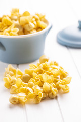 Italian stuffed pasta. Sacchettini pasta.