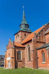 Fototapeta na wymiar Church tower of the Marienkirche in Boizenburg, Germany