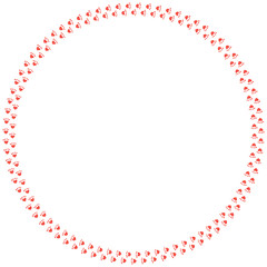Round frame of red cat tracks. Isolated frame on white background for your design.