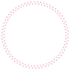 Round frame of pink cat tracks. Isolated frame on white background for your design.