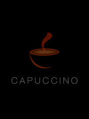 Cup of coffee on black background