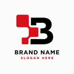 Digital initial letter B logo design template - vector