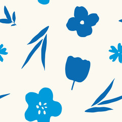 Floral seamless pattern. Vector repeated background with plant elements