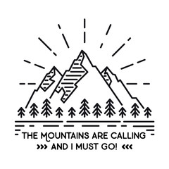 Vector mountain with texture. Sketch illustration with quote - 315172571
