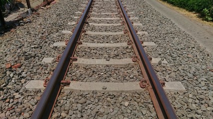 Old Railway leading line perspective  in Indonesia