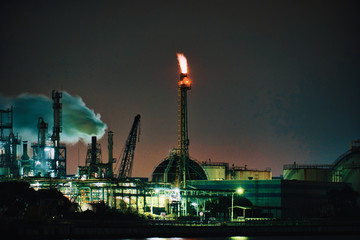 炎を上げる工場
