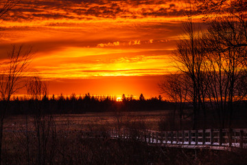 sunset over the lake