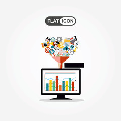 Concepts for creative process, big data filter, data tunnel, analysis vector concept