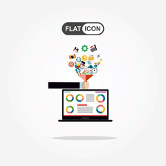 Concepts for creative process, big data filter, data tunnel, analysis vector concept