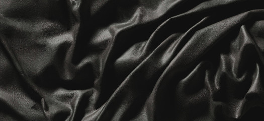 Abstract dark wrinkle fabric.Canvas texture detail in the dark.Smooth elegant dark leather or satin luxury cloth texture.3d illustration