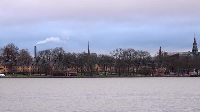 Ostermalm neighborhood over the River, Stockholm, Sweden Winter shot of Ostermalm neighborhood over the River, Stockholm, Sweden