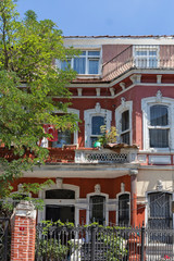 Street and building in Balat district in city of Istanbul, Turkey
