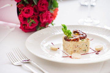 seafood risotto in the restaurant