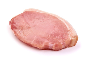 Fresh Pork loin steaks, isolated on white background