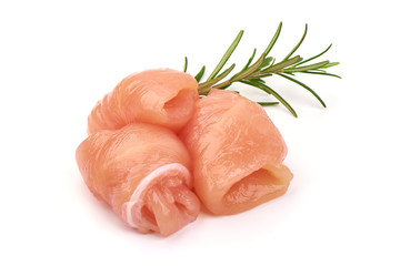 Raw chicken breast fillets, isolated on white background