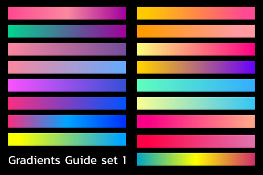 Blue And Pink Gradient Guide Colorful Set. It's Help Any Graphic Designer To Easily Design By Swatch Within. Trending Of 2020, Vector Illustration.