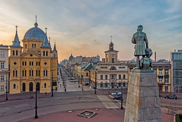 Łódź- widok na Plac Wolności.	 - obrazy, fototapety, plakaty