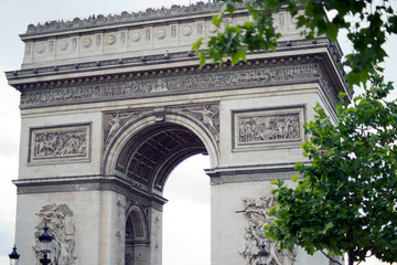 Street level view of Arc de Triomphe from Avenue des Champs-Elysees