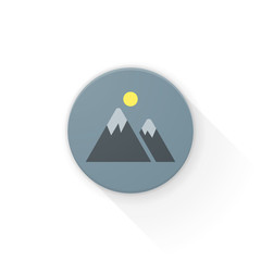 Mountains flat button icon app  Material Design illustration