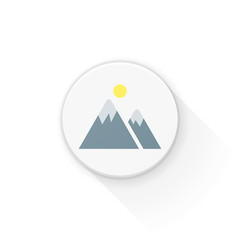 Mountains flat button icon app  Material Design illustration