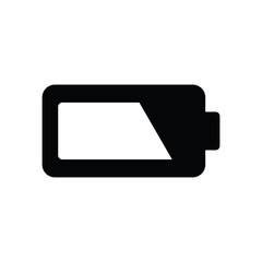 battery icon. Half full battery icon. Vector icon, symbol for website design, app. 