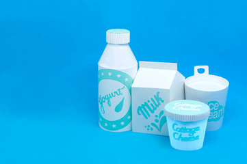 Various dairy products made of paper