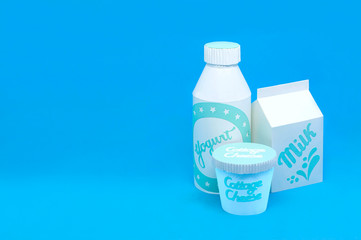 Various dairy products made of paper