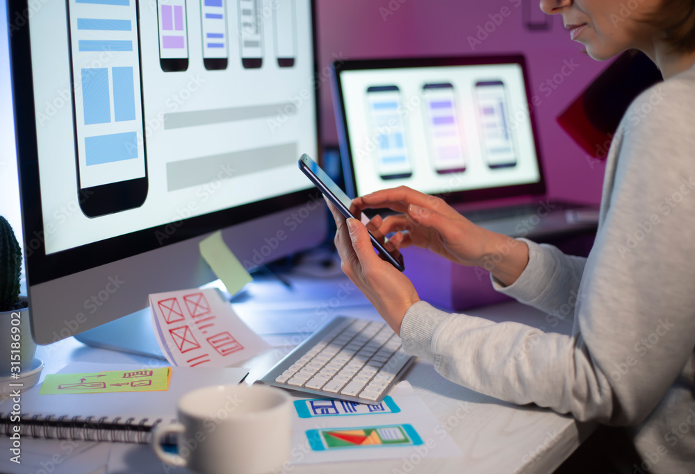 Poster the ux user interface designer is developing for mobile phone applications.