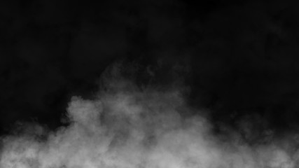 Paranormal mystic smoke on the floor. Fog isolated on black background.