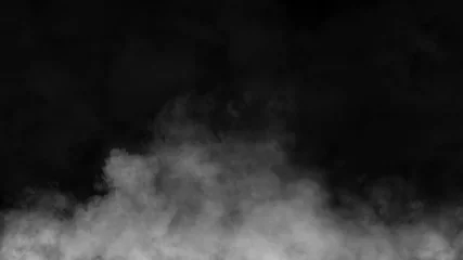 Gordijnen Paranormal mystic smoke on the floor. Fog isolated on black background. © Victor