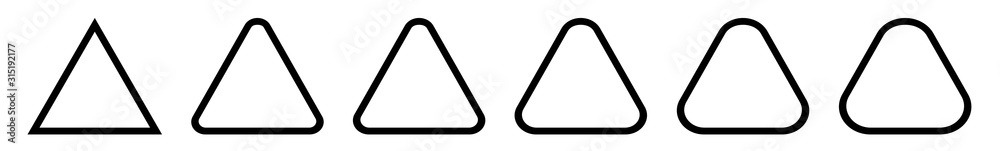 Wall mural triangle icon black rounded | label triangles | frame logo | emblem | traffic sign | road symbol | i