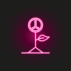 plant with sign of peace neon style icon. Simple thin line, outline vector of human rights icons for ui and ux, website or mobile application