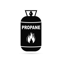 Flammable gas tank icon. Silhouette of Propane monochrome vector illustration