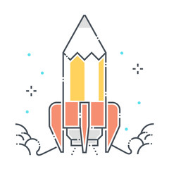 Start up related color line vector icon, illustration