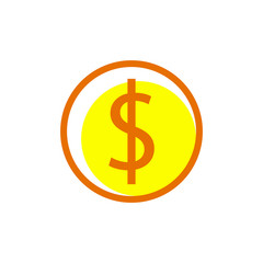Dollar coin icon vector on white background