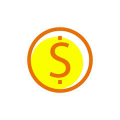 Dollar coin icon vector on white background