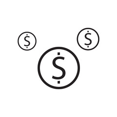 Dollar coin icon vector on white background