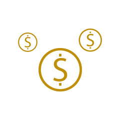 Dollar coin icon vector on white background