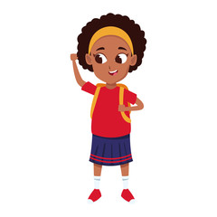 cartoon afro girl standing icon, colorful design