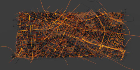 Techno mega city; urban and futuristic technology concepts, original 3d rendering