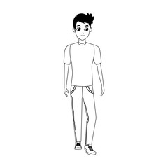 cartoon young man standing icon, flat design