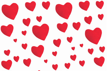 Red shape  hearts 3d  isolated on white background, copy space