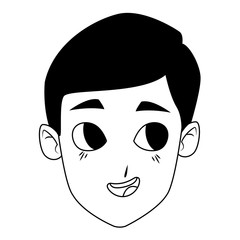 cartoon boy face icon, flat design