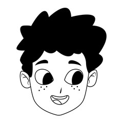 Happy boy smiling face icon over white background