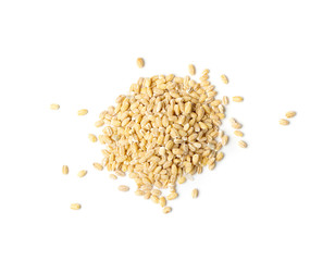 Heap of Pearl Barley Isolated on White Background Close Up