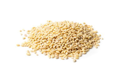 Heap of Pearl Barley Isolated on White Background Close Up