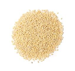 Heap of Pearl Barley Isolated on White Background Close Up